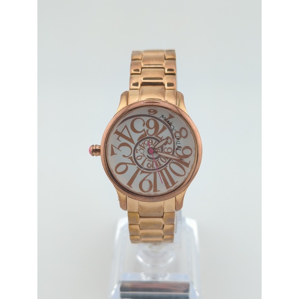 Betsey Johnson Rose Gold‎ Tone Spiral Watch Round - New Battery